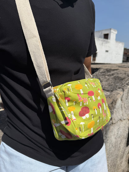 Mushroom Cotton Canvas Horizontal Sling with Inside Pocket – Sleek, Secure & Always Ready