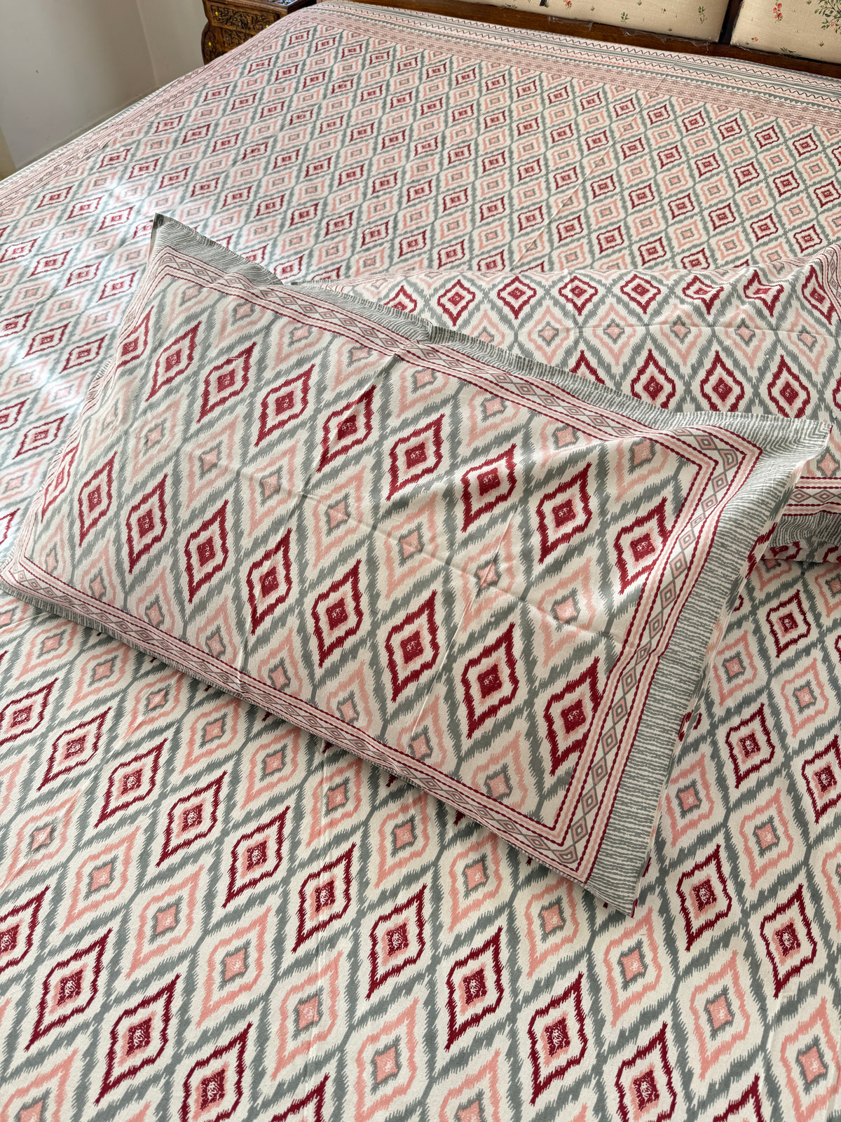 Cotton Queen Size Bedsheet with 2 Pillow Covers (90”*108”)