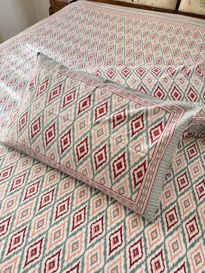 Cotton Queen Size Bedsheet with 2 Pillow Covers (90”*108”)