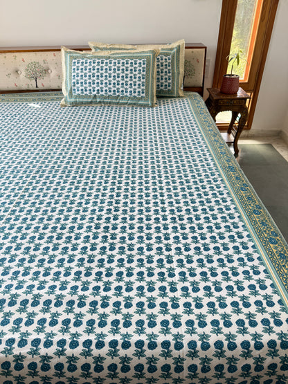 Cotton Queen Size Bedsheet with 2 Pillow Covers (90”*108”)