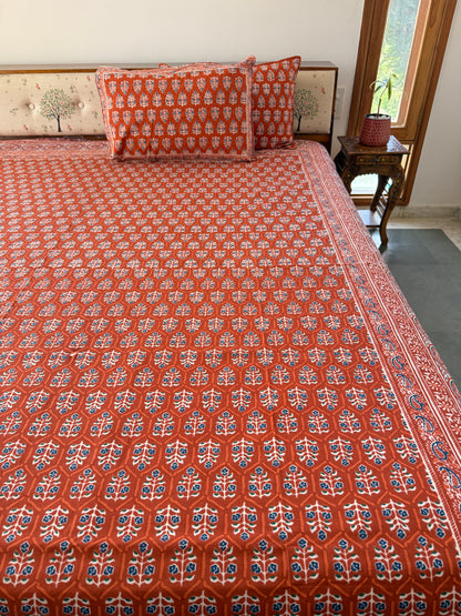 Cotton Queen Size Bedsheet with 2 Pillow Covers (90”*108”)