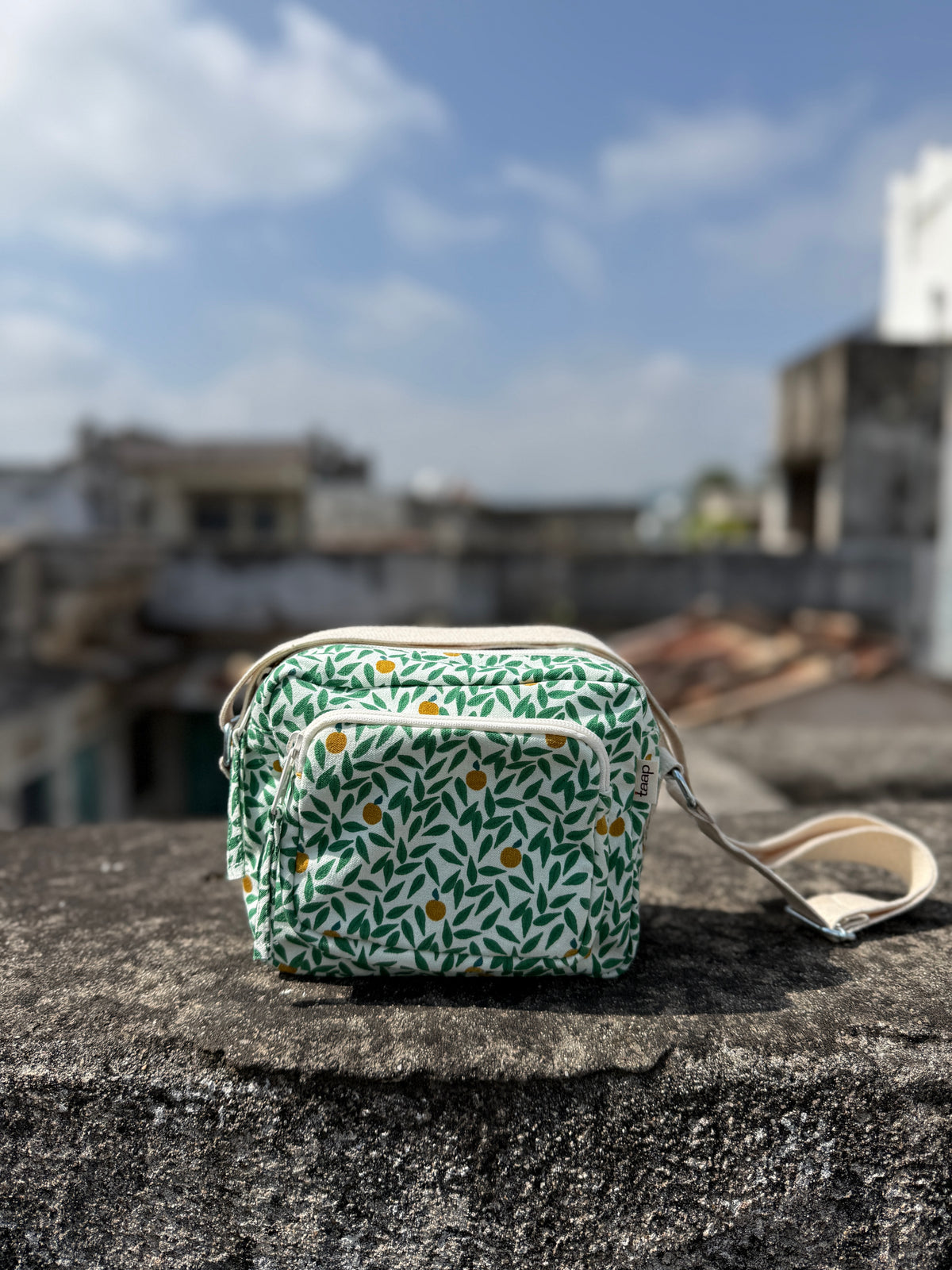 Green Leaf Cotton Canvas Multi-pocket Crossbody Sling – Travel Light, Stay Stylish