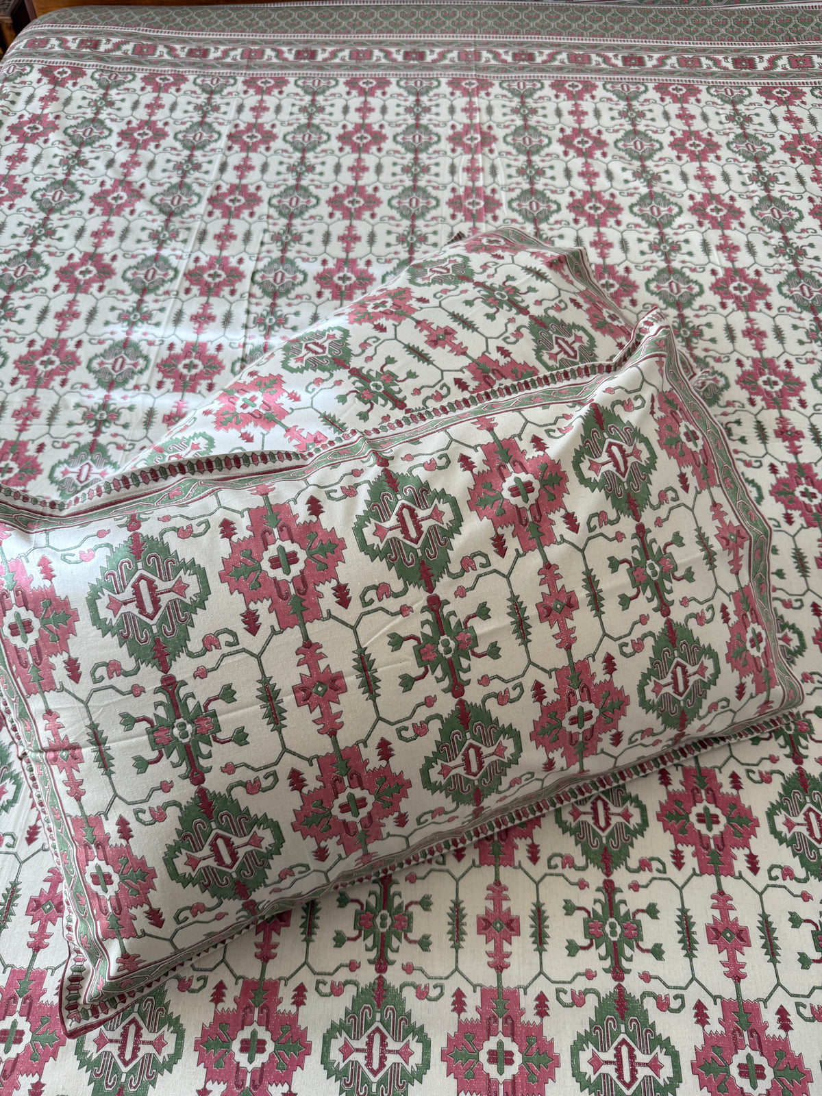 Heritage Pure Cotton King Size Bedsheet Set with 2 Pillow Covers (108”*108”)
