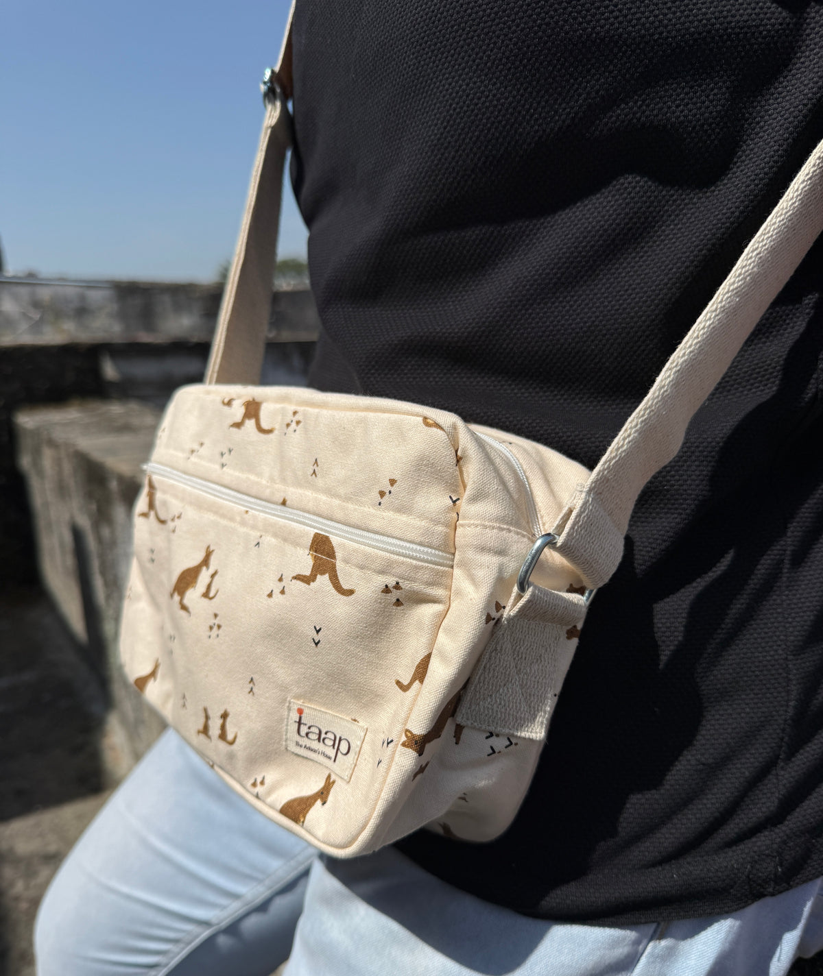 Kangaroo Cotton Canvas Horizontal Sling with Front & Inside Pocket – Sleek, Secure & Always Ready