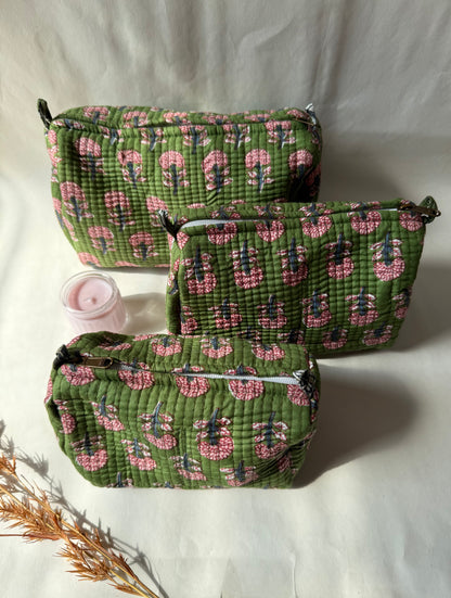 Cotton Quilted Pouches (set of 3)