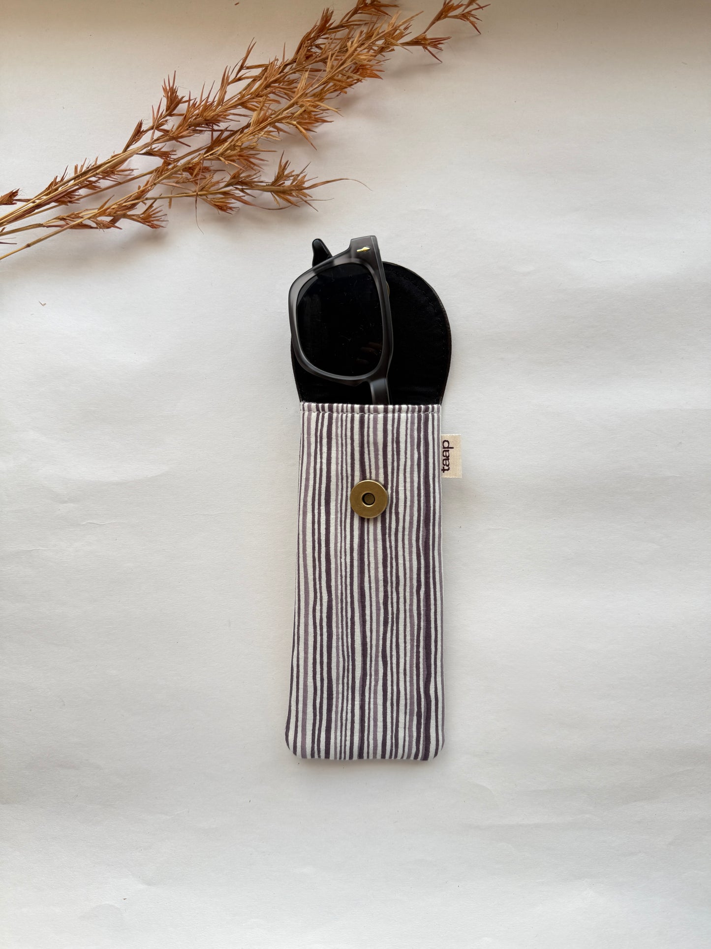 Sage Stripes Charm Sunglass Cover – Gentle Guard for Your Shades