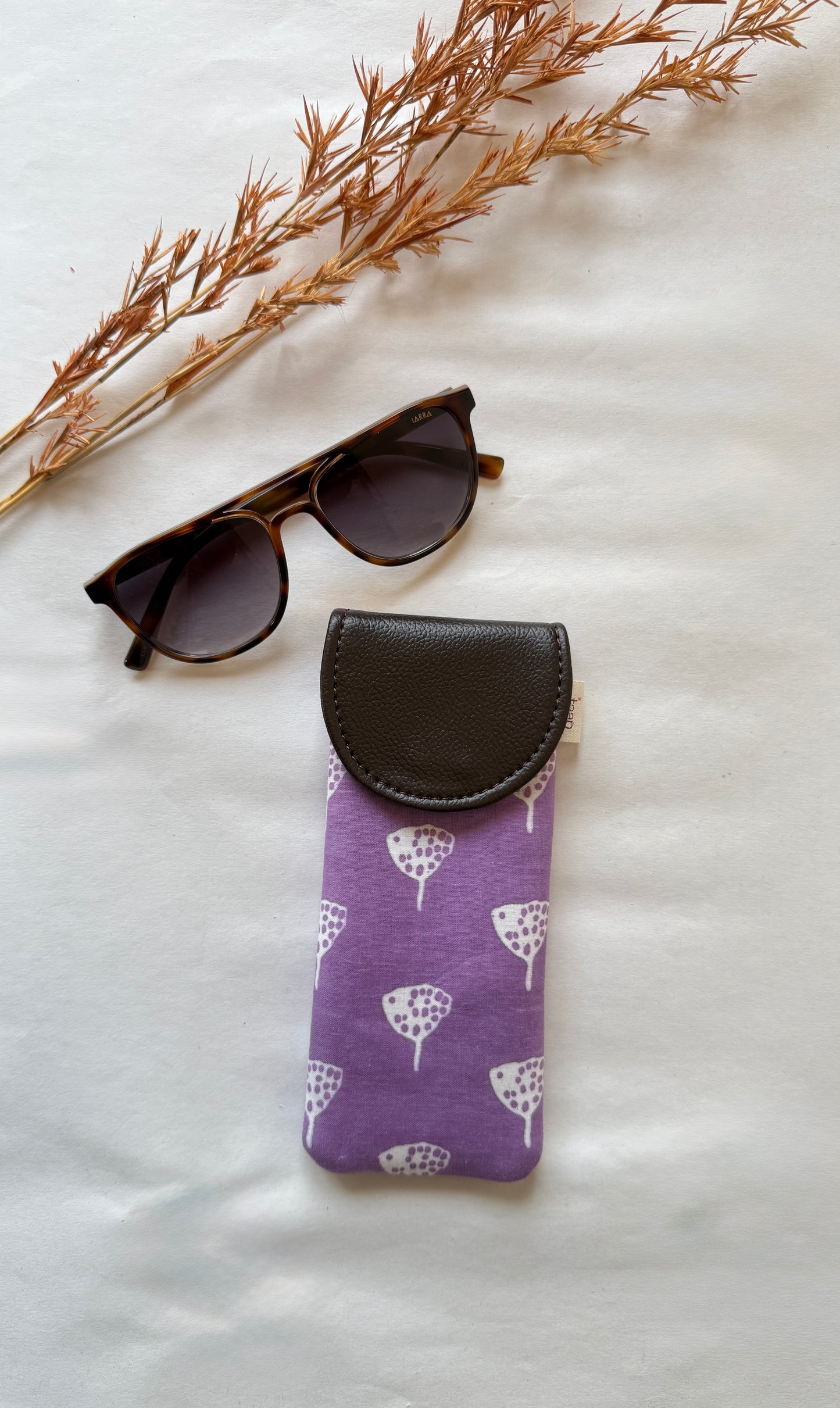 Violet Ginkgo Dot Sunglass Cover – Gentle Guard for Your Shades