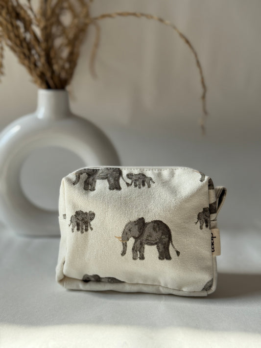 Elephant Cotton Canvas Small Pouch – Petite, Pretty, and Purposeful