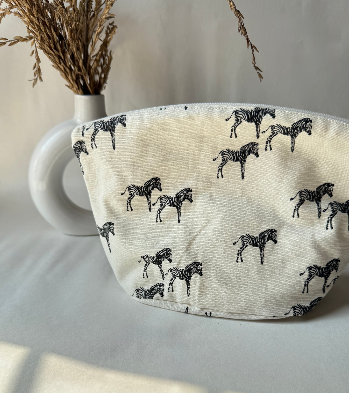 Zebra Cotton Canvas Big Pouch