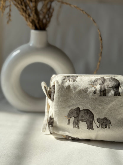 Elephant Cotton Canvas Small Pouch – Petite, Pretty, and Purposeful