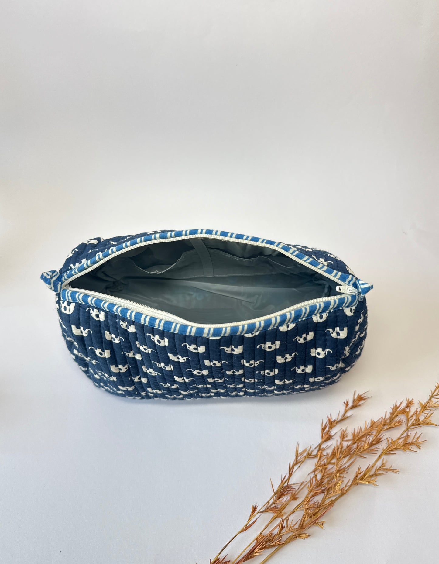 Indigo Majestique Quilted Pouches (set of 3)