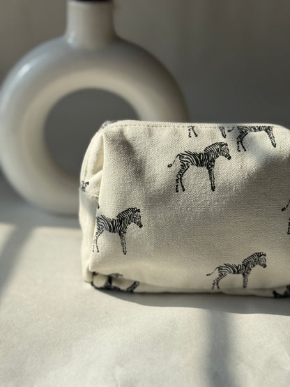 Zebra Cotton Canvas Small Pouch – Petite, Pretty, and Purposeful