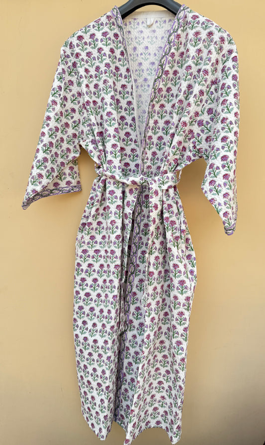 Lavender Meadow Premium Cotton Waffle Bathrobe (Adult)