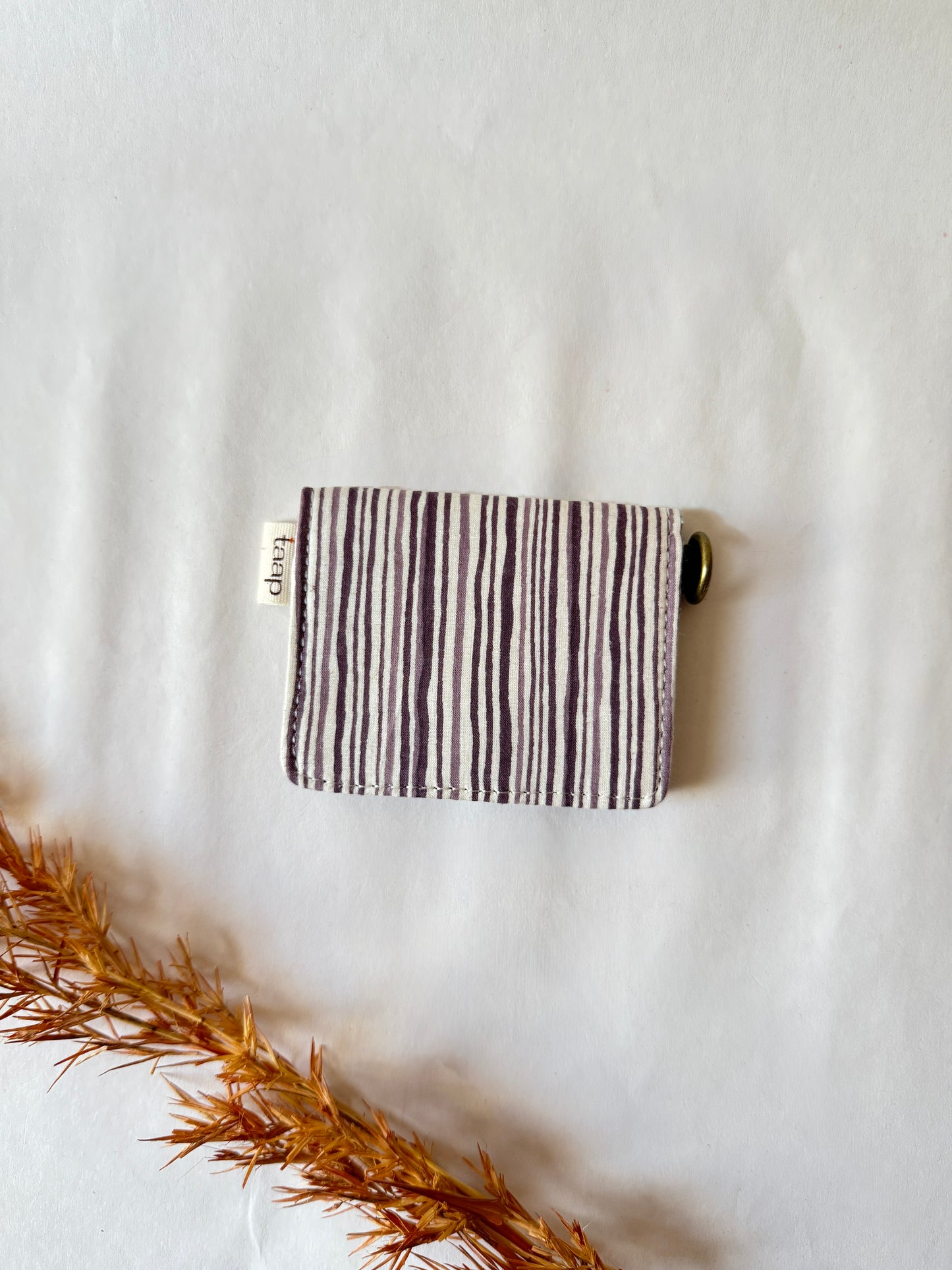 Sage Stripes Card Wallet – Compact Security with a Touch of Tradition