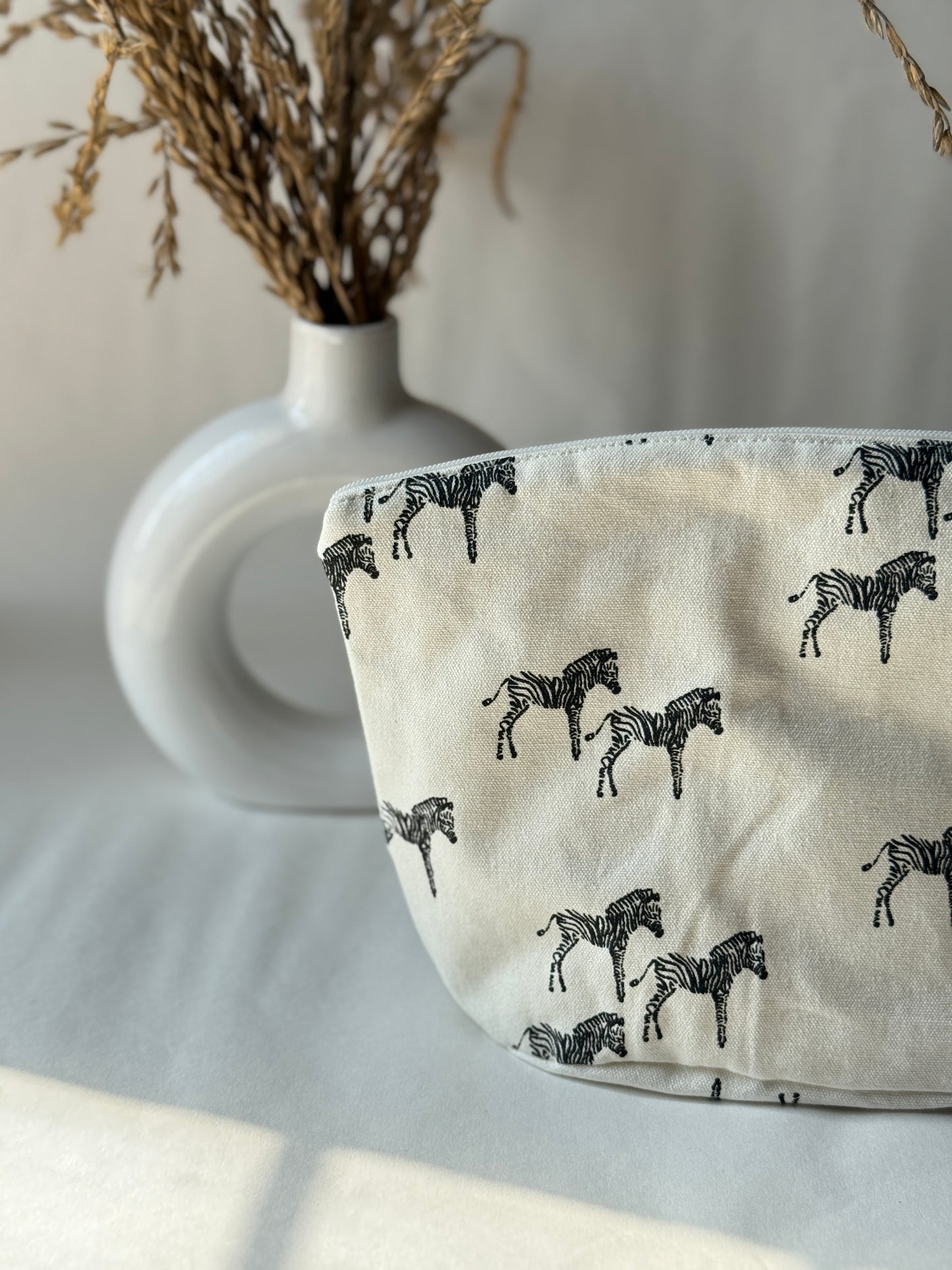 Zebra Cotton Canvas Big Pouch