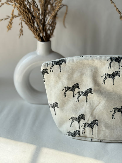Zebra Cotton Canvas Big Pouch