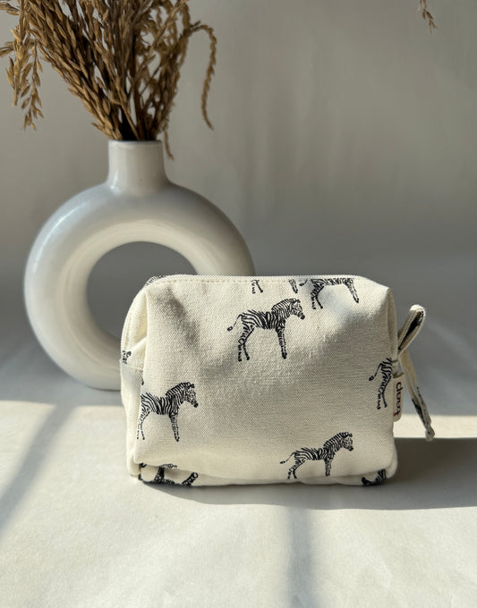 Zebra Cotton Canvas Small Pouch – Petite, Pretty, and Purposeful