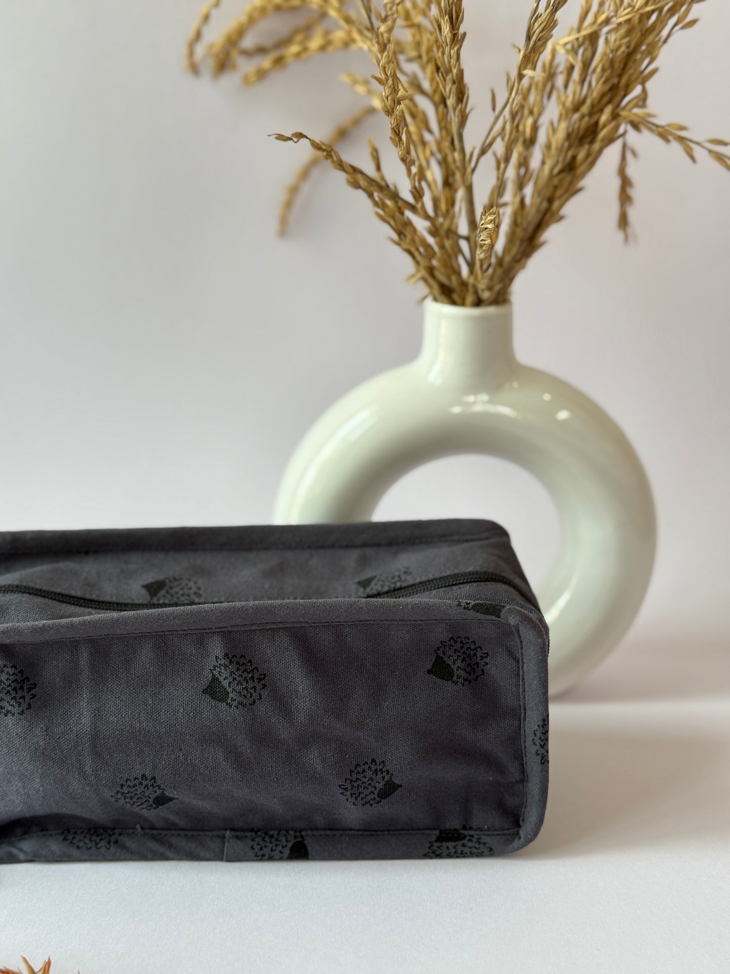 Dark Blue Cotton Canvas Box Pouch – Compact Storage with a Sharp Edge