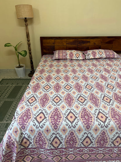 Pastel Prism Cotton King Size Bedsheet Set with 2 Pillow Covers (108”*108”)