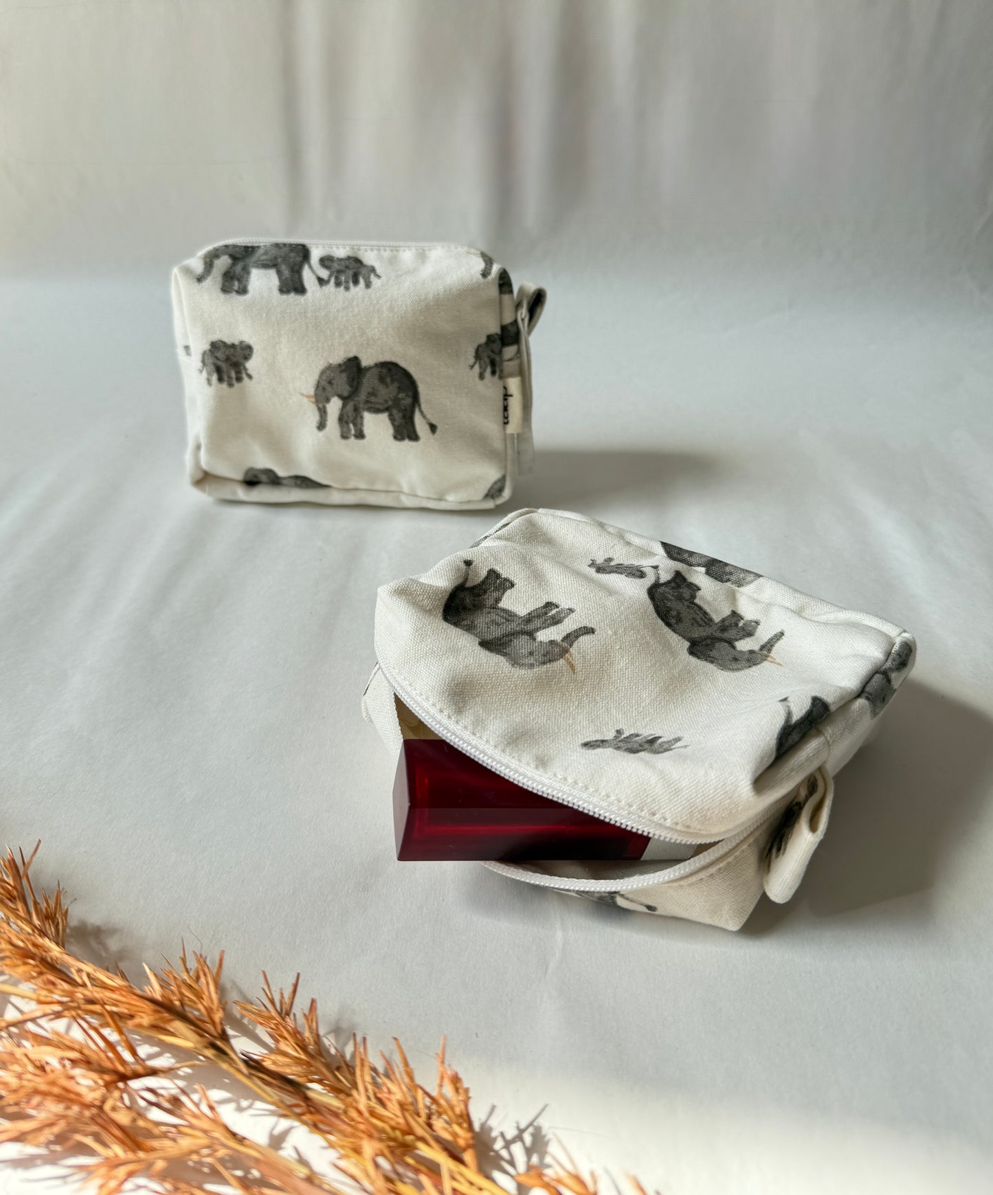 Elephant Cotton Canvas Small Pouch – Petite, Pretty, and Purposeful