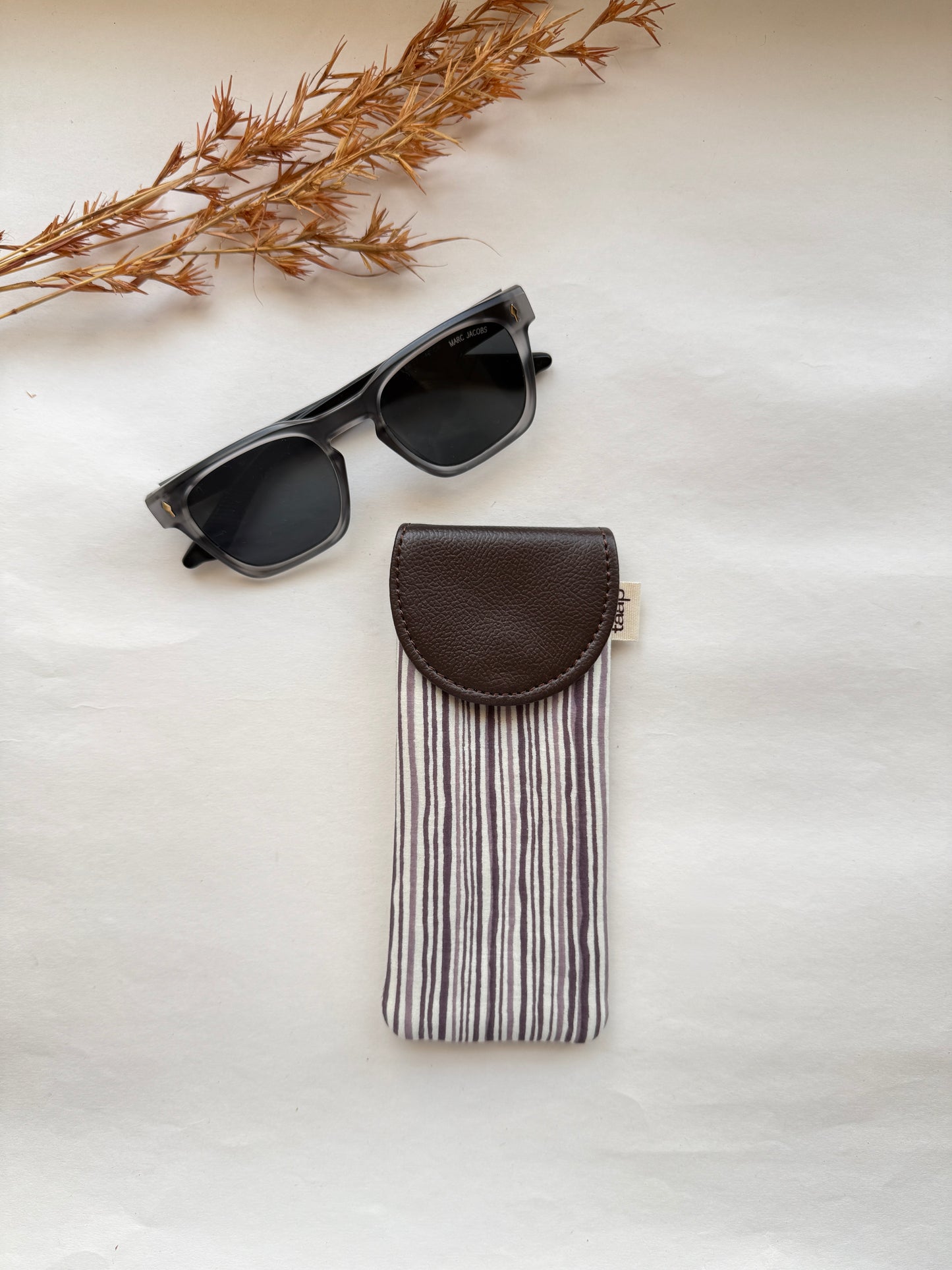 Sage Stripes Charm Sunglass Cover – Gentle Guard for Your Shades