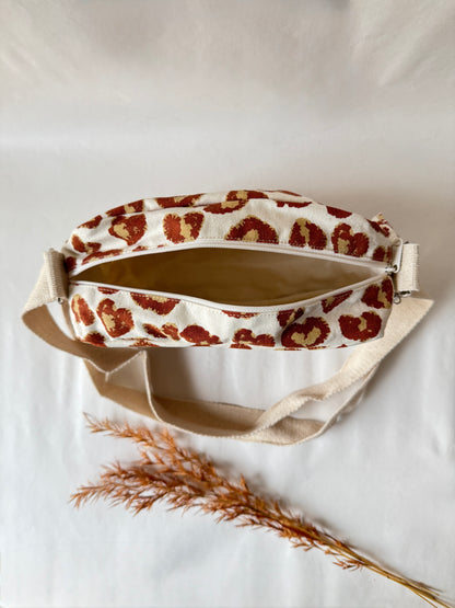 Leopard Cotton Canvas Horizontal Sling with Inside Pocket – Sleek, Secure & Always Ready