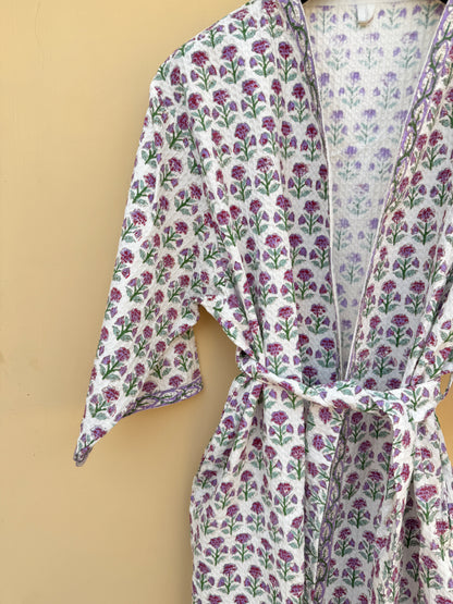 Lavender Meadow Premium Cotton Waffle Bathrobe (Adult)