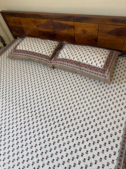 Rajasthan Rustica Cotton Queen Size Bedsheet with 2 pillow covers (90”*108”)