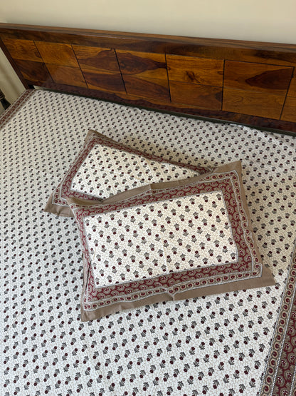 Rajasthan Rustica Cotton Queen Size Bedsheet with 2 pillow covers (90”*108”)