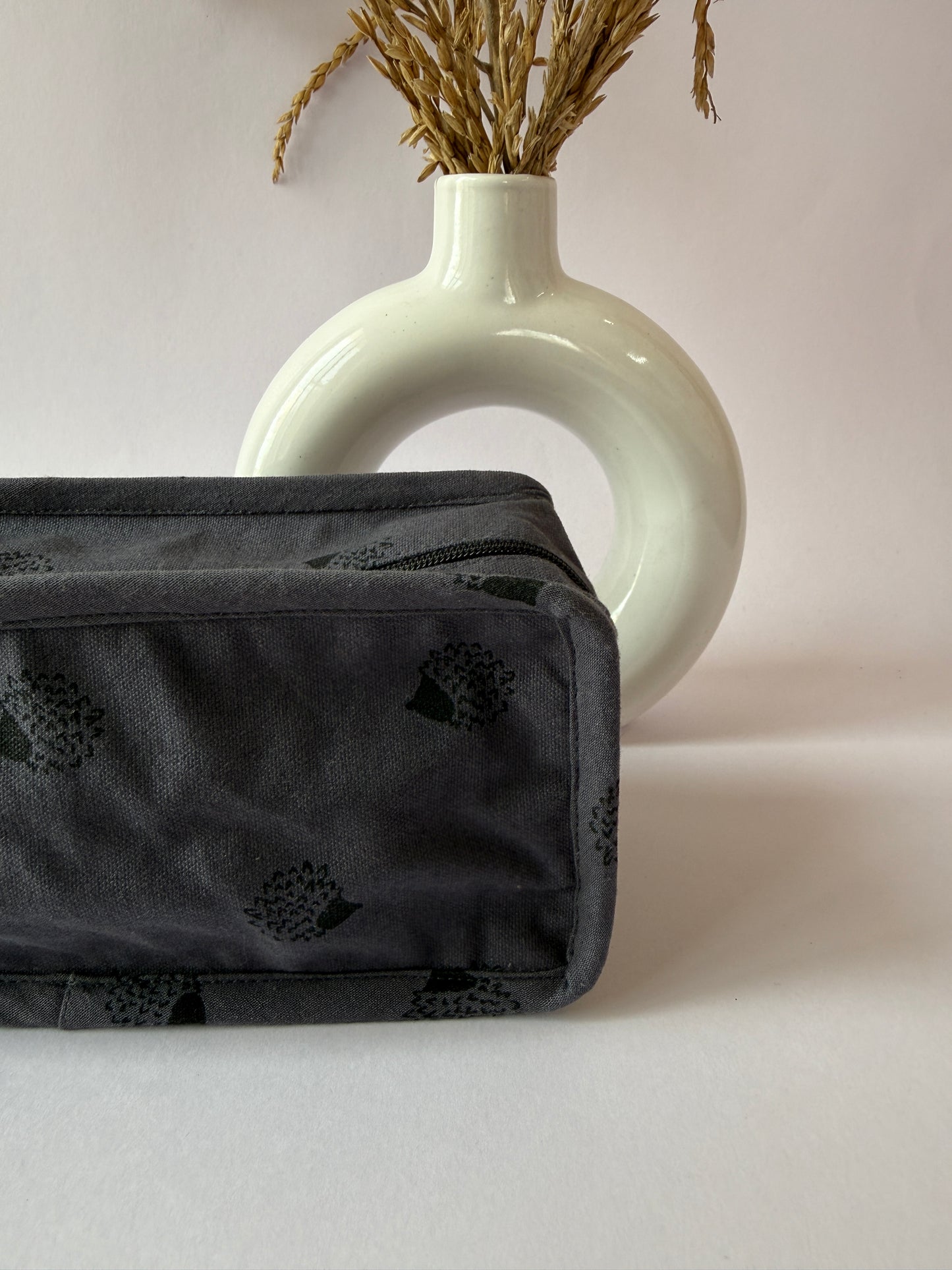 Dark Blue Cotton Canvas Box Pouch – Compact Storage with a Sharp Edge