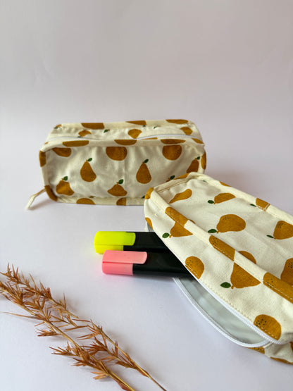 Pear Cotton Canvas Box Pouch – Compact Storage with a Sharp Edge