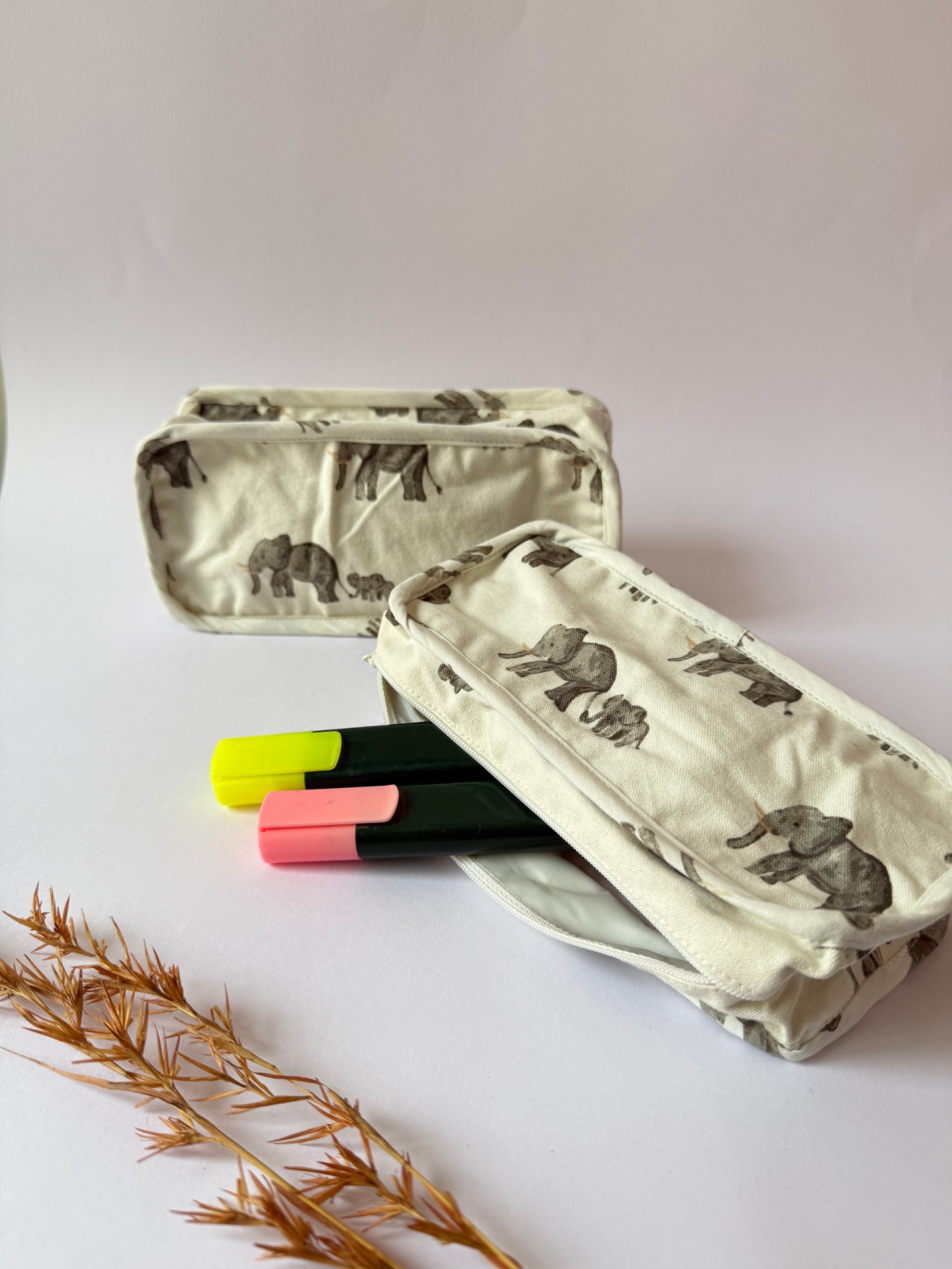 Elephant Cotton Canvas Box Pouch – Compact Storage with a Sharp Edge