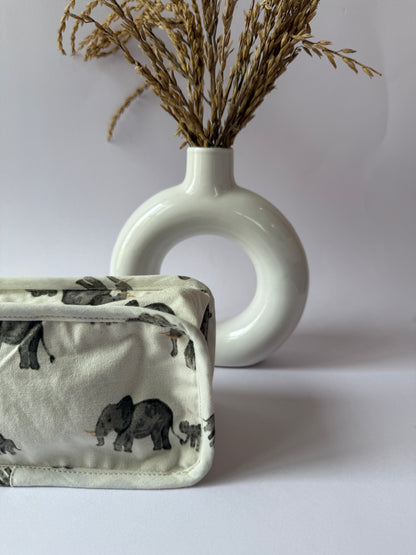 Elephant Cotton Canvas Box Pouch – Compact Storage with a Sharp Edge