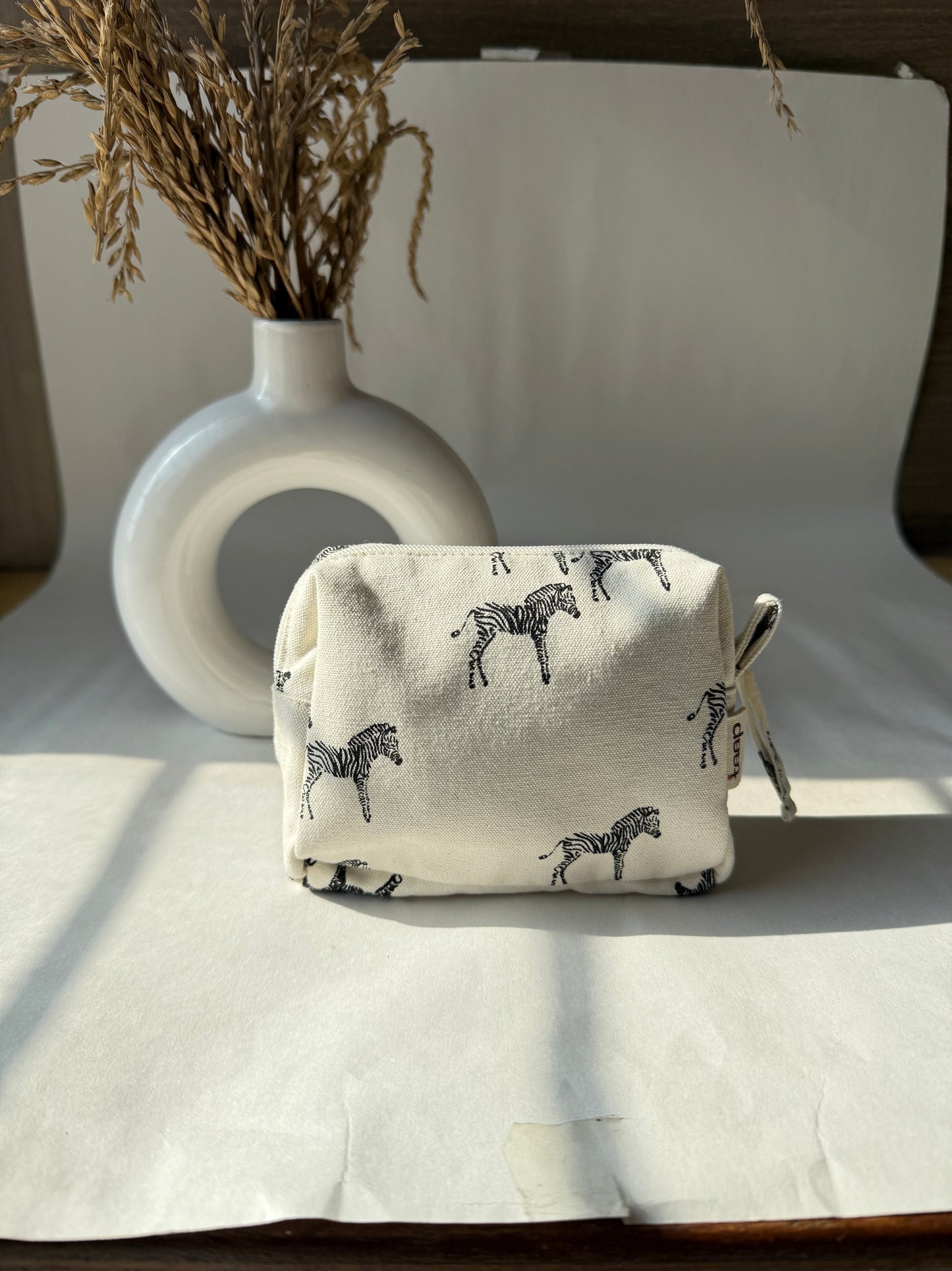 Zebra Cotton Canvas Small Pouch – Petite, Pretty, and Purposeful
