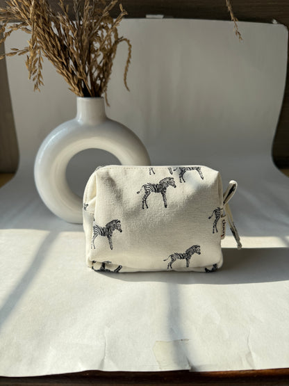 Zebra Cotton Canvas Small Pouch – Petite, Pretty, and Purposeful