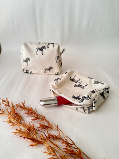 Zebra Cotton Canvas Small Pouch – Petite, Pretty, and Purposeful