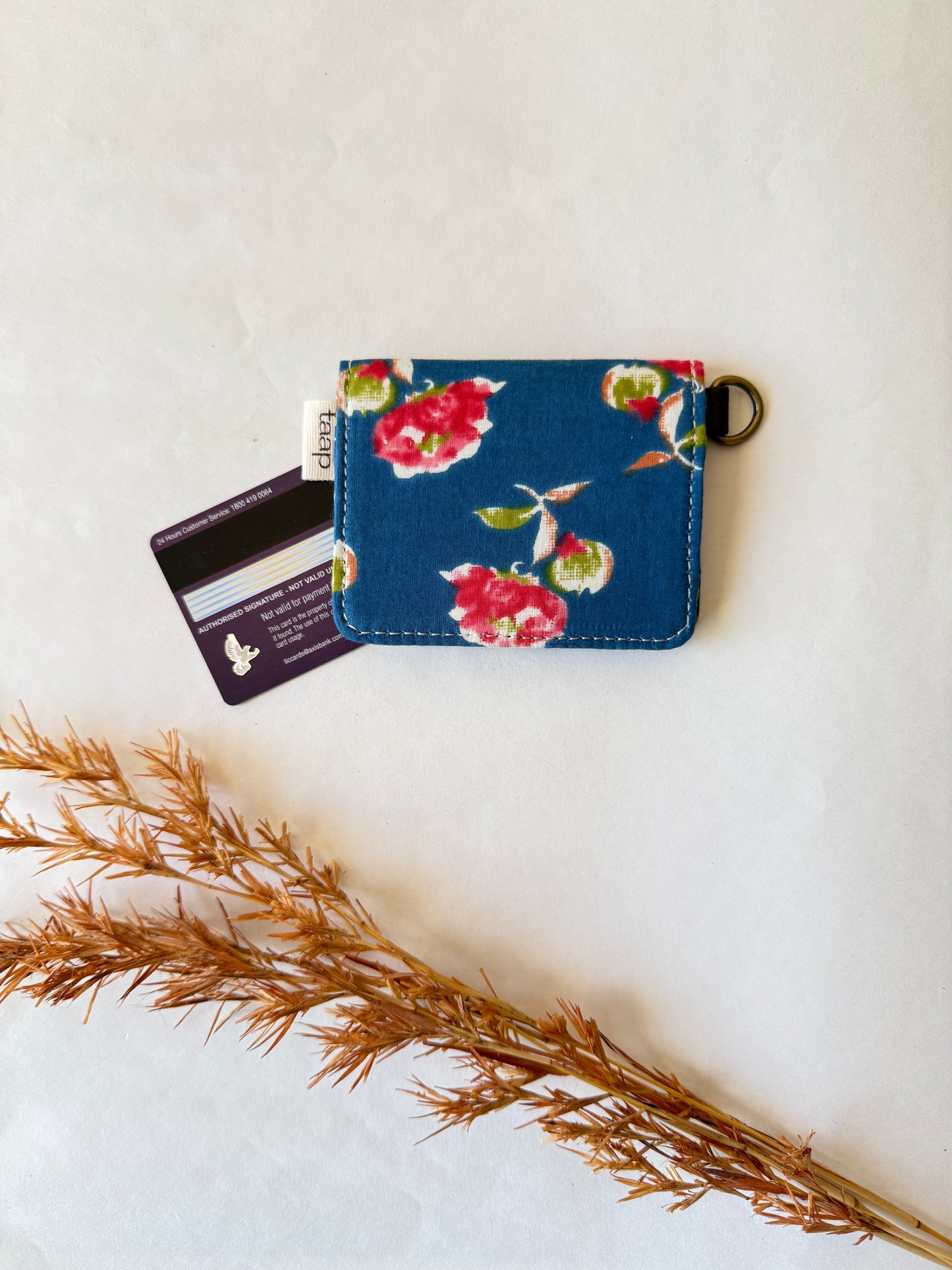 Indigo Rose Card Wallet – Compact Security with a Touch of Tradition