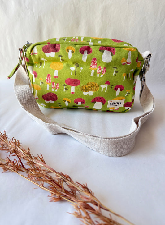 Mushroom Cotton Canvas Horizontal Sling with Inside Pocket – Sleek, Secure & Always Ready