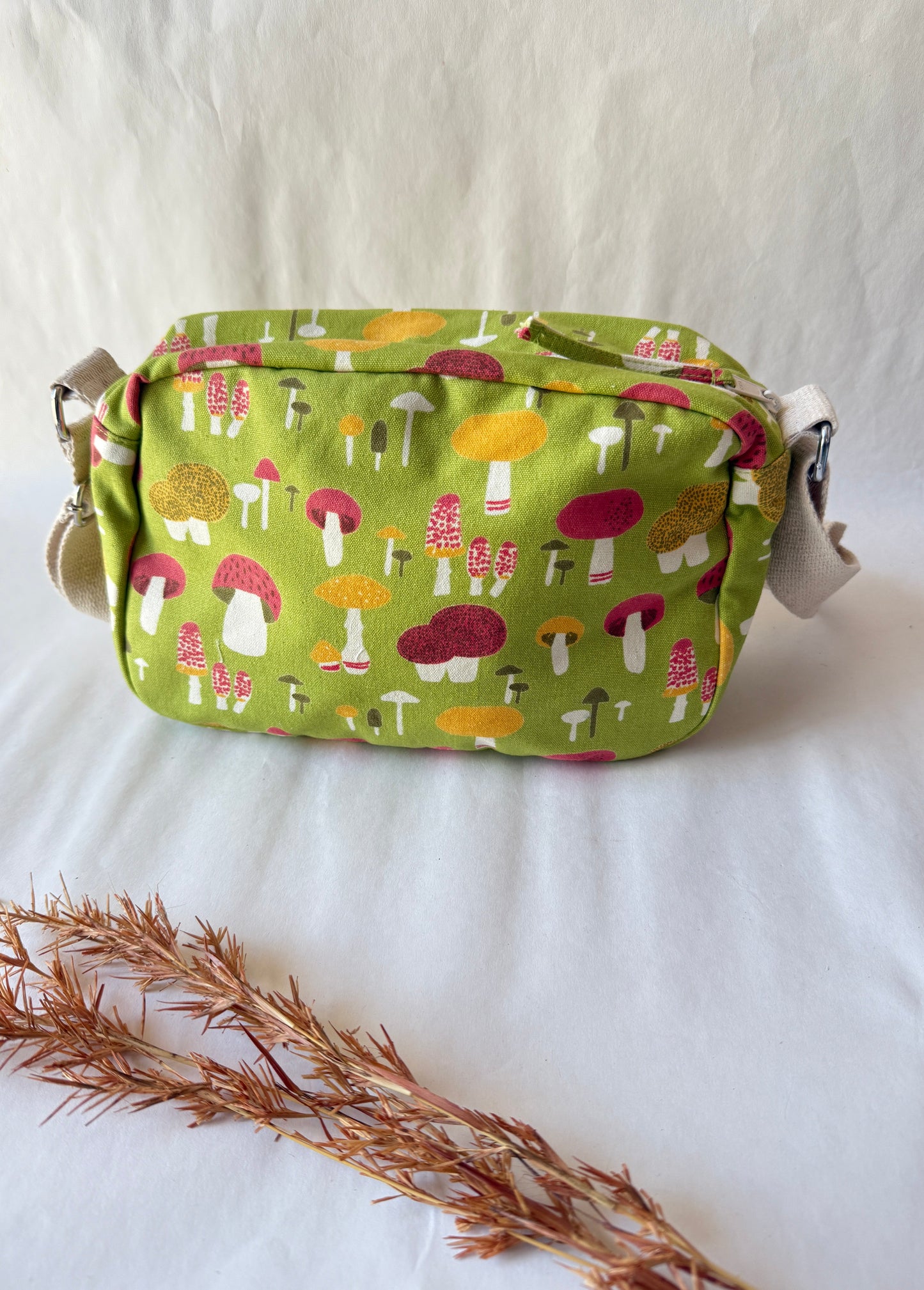 Mushroom Cotton Canvas Horizontal Sling with Inside Pocket – Sleek, Secure & Always Ready