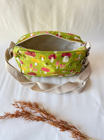 Mushroom Cotton Canvas Horizontal Sling with Inside Pocket – Sleek, Secure & Always Ready