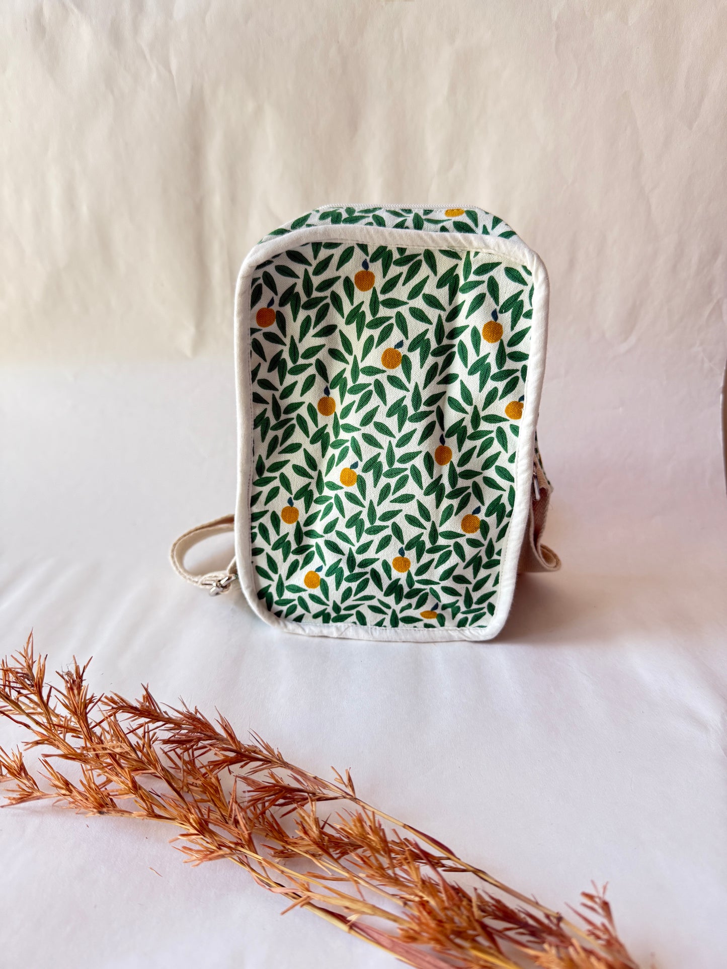 Green Leaf Cotton Canvas Vertical Crossbody Sling – Travel Light, Stay Stylish