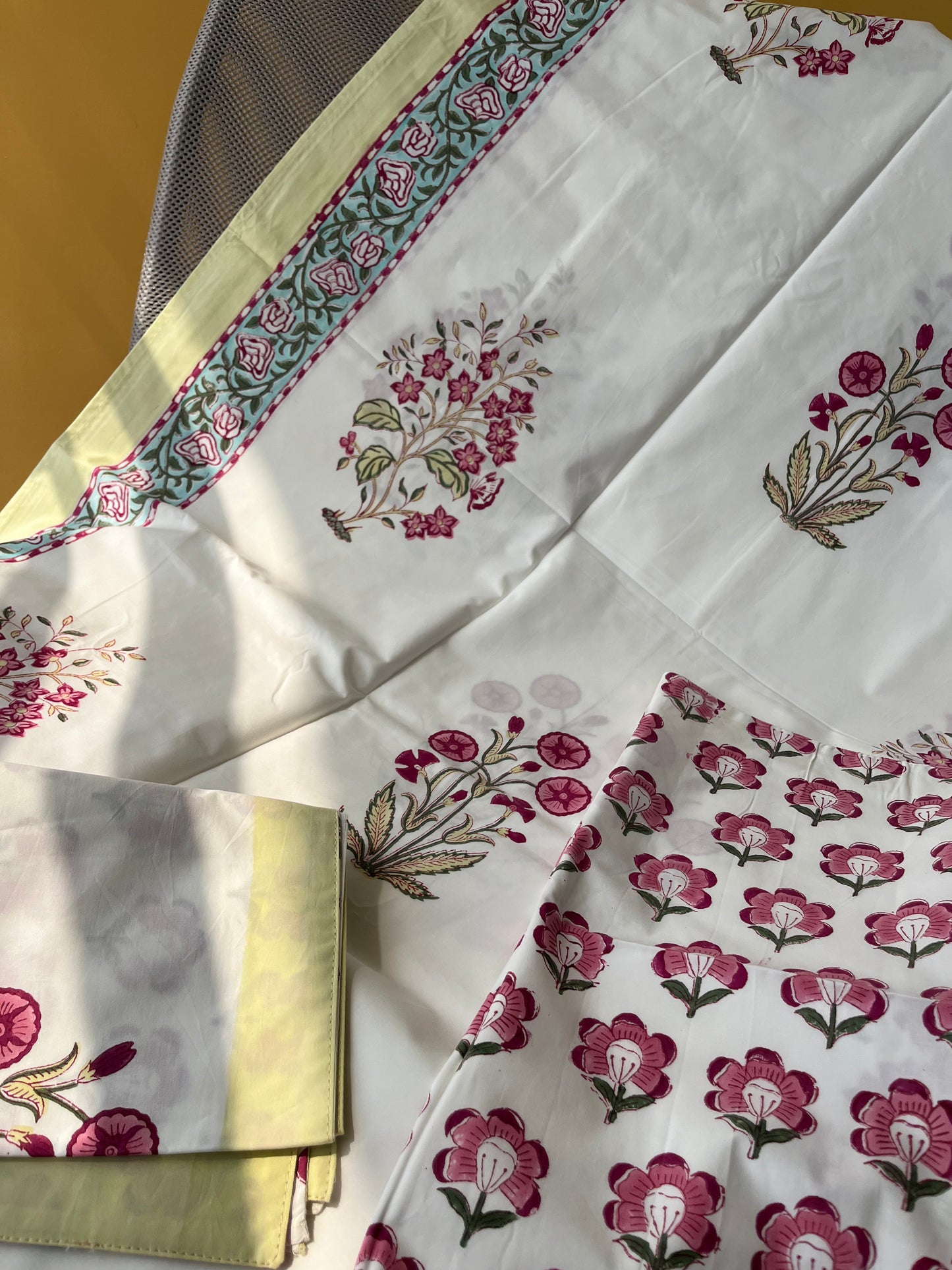 Midnight Garden HandBlock King Size Bedsheet Set with 2 Pillow Covers (108”*108”)