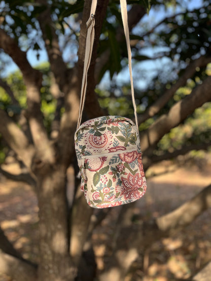 Multicolour Floral Cotton Canvas Vertical Crossbody Sling – Travel Light, Stay Stylish