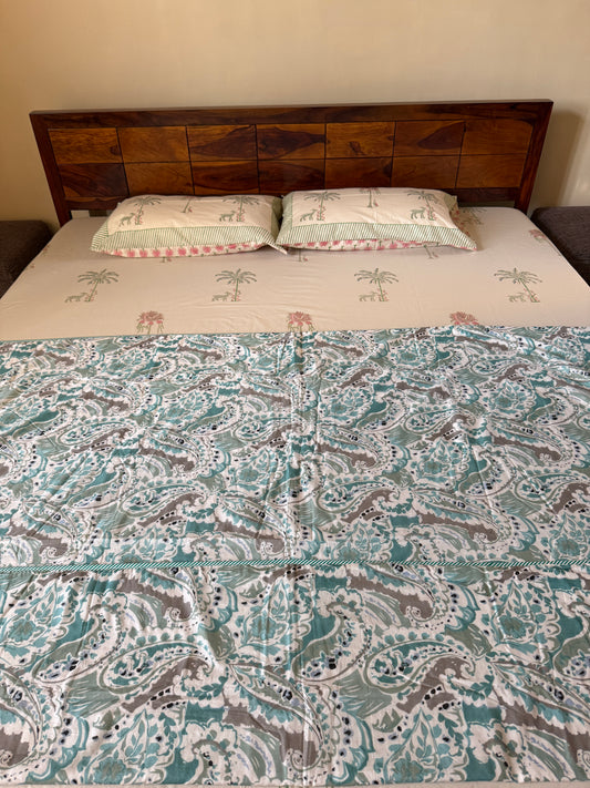 Soft Mulmul Cotton Screen Printed Single Bed Dohar (60”*90”)