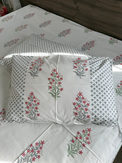 HandBlock Queen Size Bedsheet with 2 Pillow Covers (90”*108”)