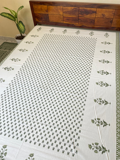 Green Floral Single Bedsheet Without Pillow Cover (60”*90”)