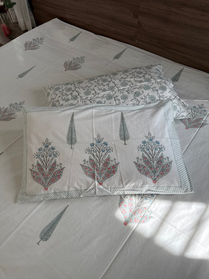 HandBlock King Size Bedsheet with 2 Pillow Covers (108”*108”)