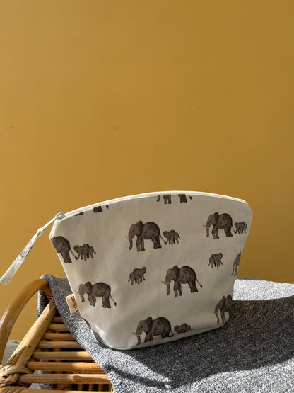Elephant Cotton Canvas Big Pouch