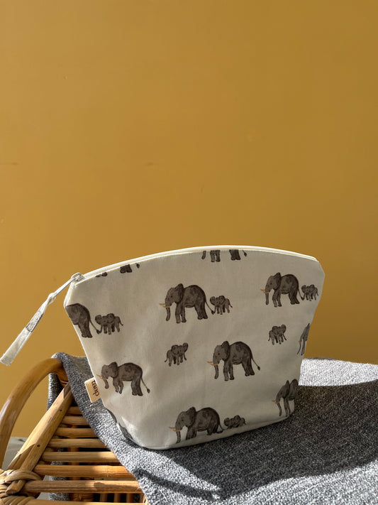 Elephant Cotton Canvas Big Pouch