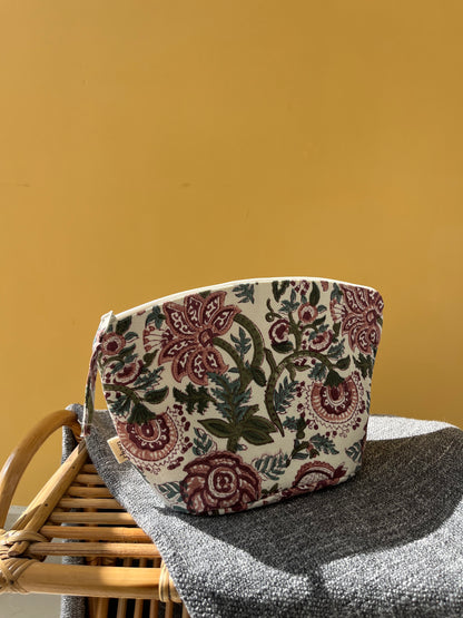 Multicolour floral Cotton Canvas Big Pouch